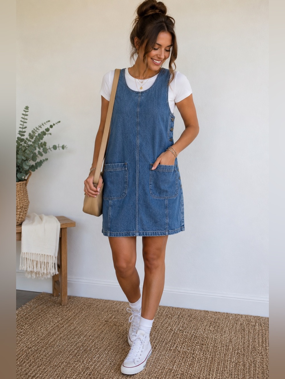 Vintage Bill Blass Jeans Denim Jumper Dress Pinafore 90s Large